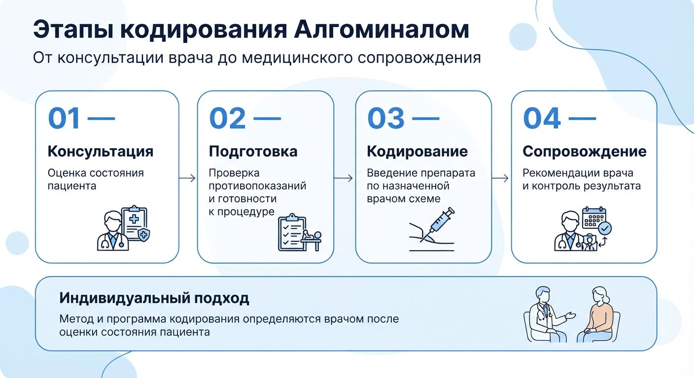 Кодирование препаратом «Алгоминал» Ишимбае инфографика